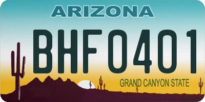 AZ license plate BHF0401
