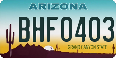 AZ license plate BHF0403