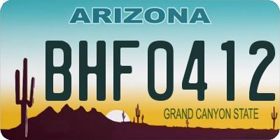 AZ license plate BHF0412