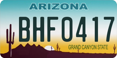 AZ license plate BHF0417