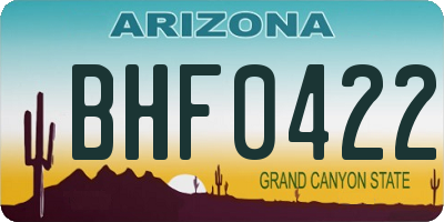 AZ license plate BHF0422