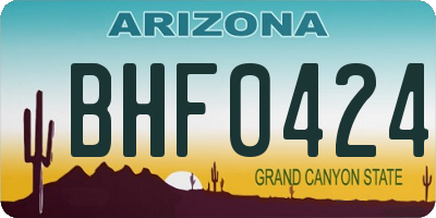 AZ license plate BHF0424
