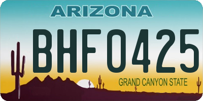 AZ license plate BHF0425