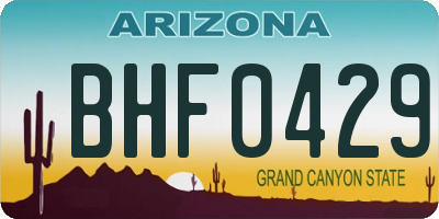 AZ license plate BHF0429