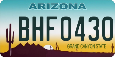 AZ license plate BHF0430