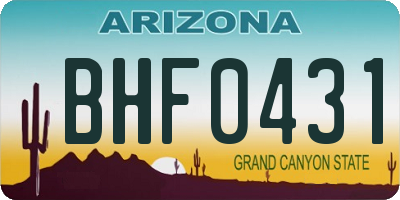 AZ license plate BHF0431