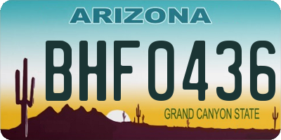 AZ license plate BHF0436