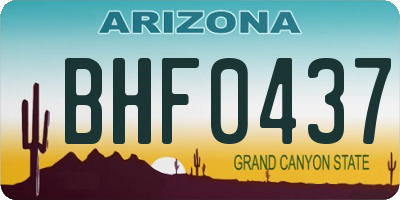 AZ license plate BHF0437