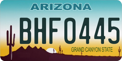 AZ license plate BHF0445