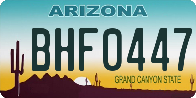 AZ license plate BHF0447