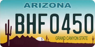 AZ license plate BHF0450