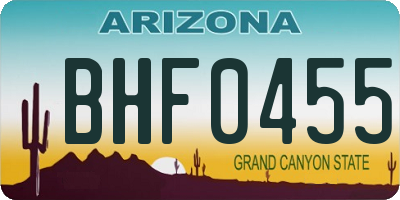 AZ license plate BHF0455