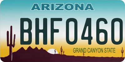 AZ license plate BHF0460