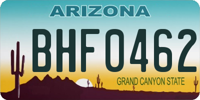 AZ license plate BHF0462