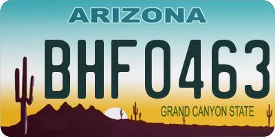 AZ license plate BHF0463