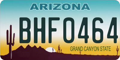 AZ license plate BHF0464