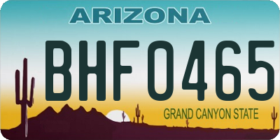 AZ license plate BHF0465