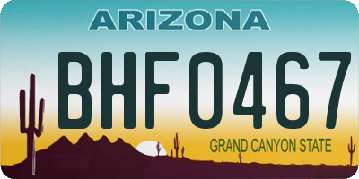 AZ license plate BHF0467
