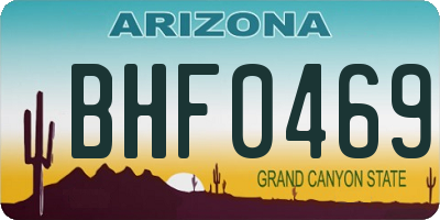 AZ license plate BHF0469