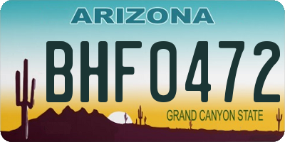 AZ license plate BHF0472
