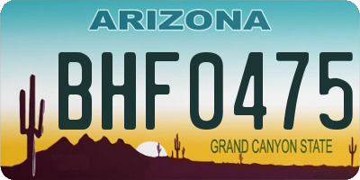 AZ license plate BHF0475