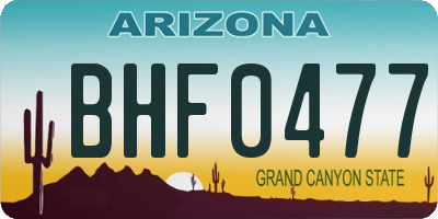 AZ license plate BHF0477
