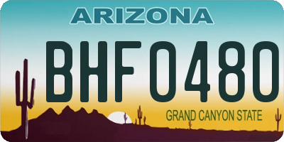 AZ license plate BHF0480