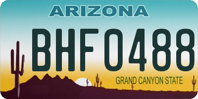 AZ license plate BHF0488