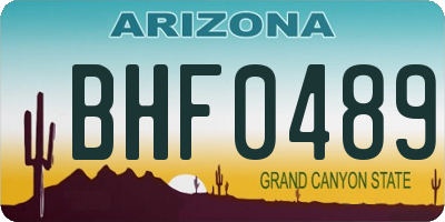 AZ license plate BHF0489