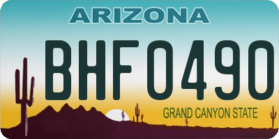 AZ license plate BHF0490