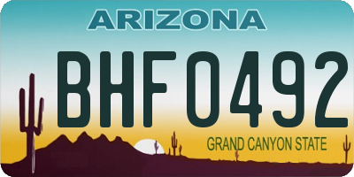 AZ license plate BHF0492