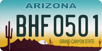 AZ license plate BHF0501