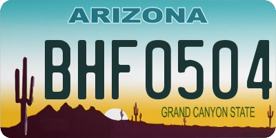 AZ license plate BHF0504