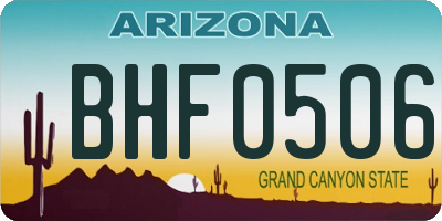AZ license plate BHF0506