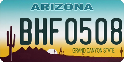AZ license plate BHF0508