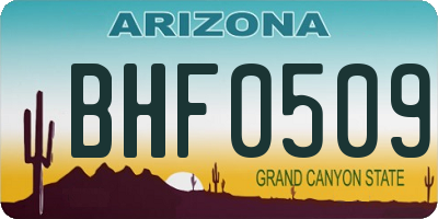 AZ license plate BHF0509