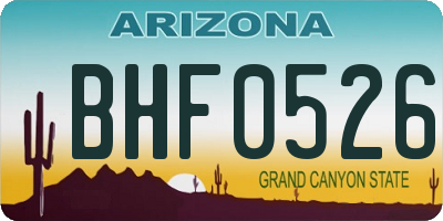 AZ license plate BHF0526