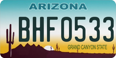 AZ license plate BHF0533