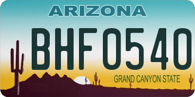 AZ license plate BHF0540