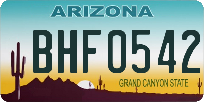 AZ license plate BHF0542