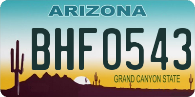 AZ license plate BHF0543