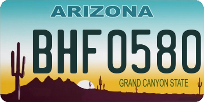 AZ license plate BHF0580
