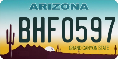AZ license plate BHF0597