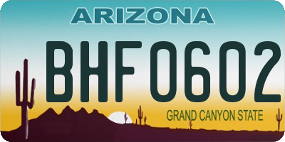 AZ license plate BHF0602