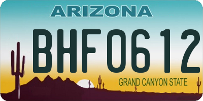 AZ license plate BHF0612