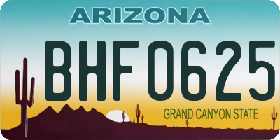 AZ license plate BHF0625