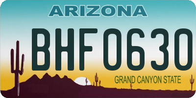 AZ license plate BHF0630
