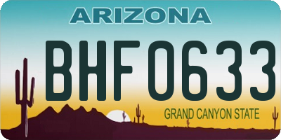AZ license plate BHF0633