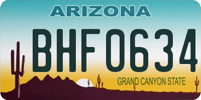 AZ license plate BHF0634