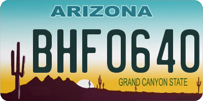AZ license plate BHF0640